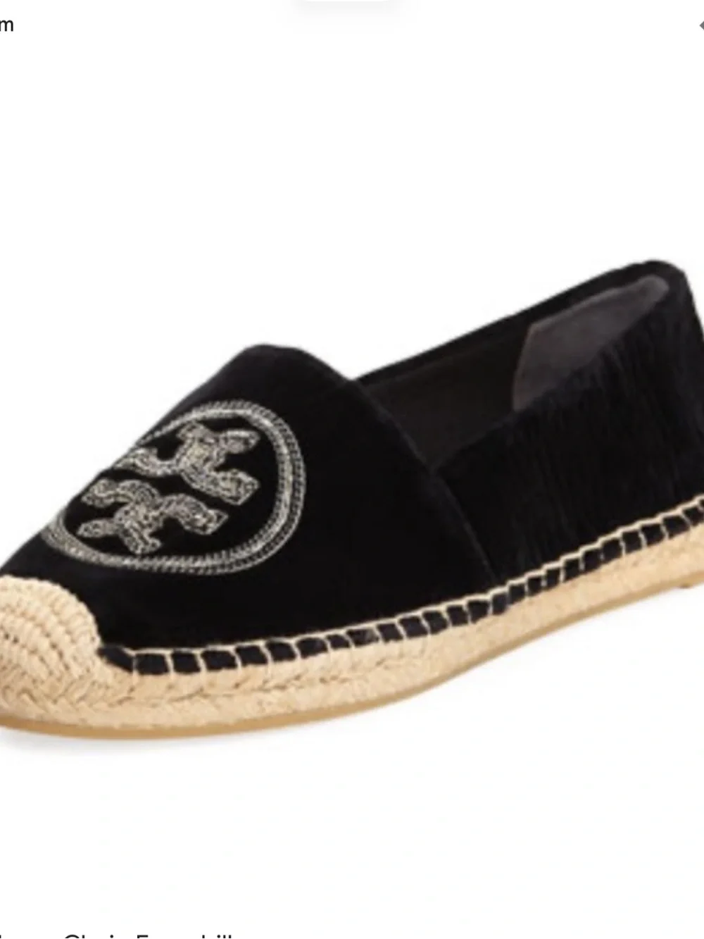 Tory Burch Black Velvet Espadrille 8.5
